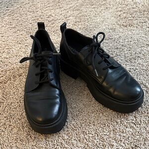 Geox Black Platform Lace-Up Shoes